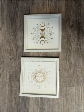 Gold Moon & Sun Wall Art Set